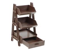 Gadpiparty Estante En Miniatura Modelo Accesorio Diminuto Muebles Dejar De Lado Muñeca Decoración Furnishing Cosa Mostrar Mini Estantería para Mini Libros El Plastico Brown