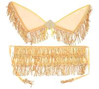 Gadpiparty Falda de Lentejuelas Dorada con Ala de Borla para Niña, Falda con Borlas de Lentejuelas Atractiva y Cómoda para Celebracion Verano y Mascaradas