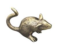 Gadpiparty Figura pequeña de metal de latón con diseño de ratón, estatua de animal para el hogar, oficina, escritorio, té, mascota, significado simbólico de sabiduría y riqueza, año de la rata