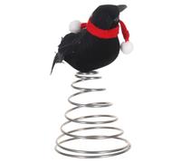 Gadpiparty Figurita Metálica de Cuervo con Bufanda Roja para Decoración de Árbol Navideño y Halloween Topper con Base de Resorte Estable para Fiestas y Adornos Festivos