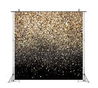 Gadpiparty Fondo de Fotografía de 200x200cm Patrón de Estrellas Brillantes en Tela de Poliéster Negro para Estudio Fotográfico y Sesiones de Video en Interiores