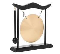 Gadpiparty Gong Elegante y Confiable de Mesa Zen de Cobre Dorado Soporte de Madera para U Oficina, Adorno Hogar
