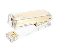 Gadpiparty Grapadora de Oficina para Escritorio Transparente Color Dorado, Compacta y Manual, Útil Escolar Multiusos para Hogar, Estudio y Oficina, Suministros de Escritorio Prácticos