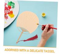Gadpiparty Handcrafted Chinese Style Bamboo Fan With Long Handle And Tassel Mini Portable Paddle Fan For Wedding Party Home Decoration