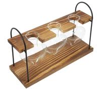 Gadpiparty Jarrón de Vidrio Transparente con Soporte de Madera para Plantas Hidropónicas Forma de Corazón para Decoración de Oficina y Hogar Macetero de Escritorio para Propagación y Centro