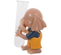 Gadpiparty Jarrón Hidropónico de Vidrio con Tubo y Figura de Conejo Florero Moderno para Sola Flor Decoración Elegante para Escritorio y Hogar