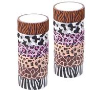 Gadpiparty Juego de 12 Rollos de Cinta Washi Estampados de Animales Salvajes, Papel Adhesivo Delicado y Fácil de Rasgar para Manualidades y Decoraciones de Fiesta