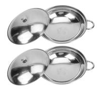 Gadpiparty Juego de 2 Ollas de Cocina de Acero Inoxidable Doble Asa, Ahorro de Energía y Fácil de Limpiar, Ideales para Olla Seca y Hot Pot