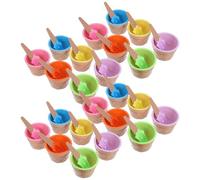 Gadpiparty Juego de 24 Cuencos para Helado y 24 Cucharas de Postre Reutilizables de Pp Ergonómicas para Celebracion Verano en Fiestas y Postres Divertidos