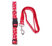 Gadpiparty Juego de Collar y Correa Navideños para Perro XL Ajustable 25-70X120 CM Diseño de Copo de Nieve Rojo Material Ligero y Transpirable Adecuado para Caminatas y Fiestas de