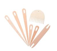 Gadpiparty Juego de Herramientas para Tejer Artesanal 7 Piezas, Lanzadera de Madera Peine, Agujas de Crochet de Ojo Grande, Peine para Tapices Diy, Accesorios Manualidades para Telar a Mano
