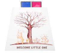 Gadpiparty Libro de Firmas Árbol de Huellas Dactilares para Revelación de Género Póster Decorativo 1 Cartel 2 Tintas Azul y Rosa y 1 Hoja Adhesiva Accesorio para Fiesta de Shower y