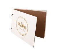 Gadpiparty Libro de Visitas Creativo, Libro de Autógrafos de Invitados, 20 Páginas, Madera Beige, Tapa Tallada, Álbum de Fotos para Boda y Ceremonia de Compromiso, para Recuerdos