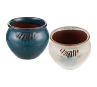 Gadpiparty Maceteros para Plantas Suculentas y Flores, Set de 2 Piezas en Cerámica Esmaltada, para Uso en Balcón y Espacios Interiores