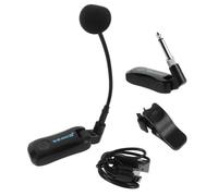 Gadpiparty Micrófono Inalámbrico para Instrumentos 2.4g UHF Pinza Negra | Transmisor y Receptor, Ajuste Rápido, Alcance de 30 M, Metal y Plástico, para Trombón y Saxofón Alto