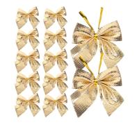 Gadpiparty Mini Lazos Dorados y Fiestas Festivas para Manualidades Navideñas 60 Piezas Tela Flocada, Decoración Versátil y Elegante para Árbol de Navidad
