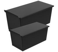 Gadpiparty Molde para Pan con Tapa Deslizante 2piezas de Acero al Carbono Negro Antiadherente para Hornear Tostadas y Pan Casero en Horno
