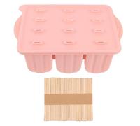 Gadpiparty Molde Práctico de Silicona para Helados con 12 Rejillas y Palitos de Madera Adecuado para DIY y Moldes Lekue Helados de Yogurt