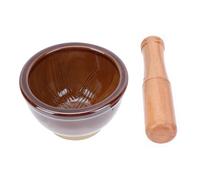 Gadpiparty Mortero de Cerámica de 350ml Mazo de Madera Cómodo para Moler Ingredientes Cocina, Utensilio Manual Adecuado para Especias y Ajo