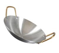 Gadpiparty Olla Seca Redonda de Acero Inoxidable Doble Asa, Duradera y Práctica Color Plata para Cocinar en Estufas Industriales y Uso Exterior