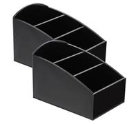 Gadpiparty Organizador de Bolsitas de Té y Azúcar de Acrílico Negro, Diseño Rejilla Separada, Bordes Lisos y Redondeados, Práctico para Estación de Café y Restaurantes, Paquete de 2 Piezas