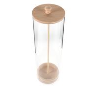 Gadpiparty Organizador de Pajitas Grande de Acrílico Transparente con Tapa de Madera, Soporte Multifuncional para Almacenamiento en Cocina y Mostrador, 25 Cm de Alto X 8 Cm de Diámetro,