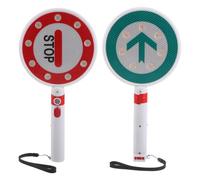 Gadpiparty Paleta de Señal de Pare Manija y Luz LED Recargable Inalámbrica para Control de Tráfico en Cruces Escolares y Estacionamientos