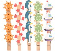 Gadpiparty Pinzas Pequeñas de Madera Natural Temática Oceánica Mini Pinzas para Fotos y Ropa 40 Unidades 10 Pcs X 4 Paquetes Ideales para Manualidades Decoración de Fiestas y