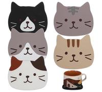 Gadpiparty Posavasos de Silicona Forma de Gato Antideslizantes y Resistentes al Calor Tamaño Pequeño Juego de 5 Unidades para Mesa de Centro y Decoración de Oficina