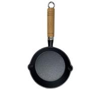 Gadpiparty Práctica sartén pequeña antiadherente con mango de madera, mini sartén de hierro ligero para cocina y uso doméstico