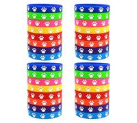 Gadpiparty Pulseras de Silicona Huellas de Pata de Perro Multicolor, 32 Piezas, Pulseras Elásticas Cómodas y Resistentes al Agua para Fiestas, Showers y Amantes de Mascotas Color Aleatorio