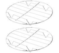 Gadpiparty Rejillas de Acero Inoxidable para Barbacoa 22 Cm, Juego de 2 Soportes Redondos para Alitas de Pollo y Pizza, Accesorio Resistente para Cocinar al Aire Libre, Adecuado para Asados