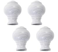 Gadpiparty Remates para Barra de Cortina de Aluminio 4 Piezas, Accesorios para Cortinas de Ventana, Tapas de Extremo Madera Blanca, Diseño Seis Hojas, Decoración para Hogar y Hotel