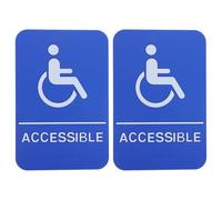 Gadpiparty Señal Accesible para Discapacitados 2 Piezas, Cartel Azul Braille, Autoadhesivo de 23 X 15 Cm, Señal para Silla de Ruedas, Cumplimiento Ada para Baños y Oficinas