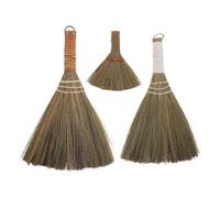Gadpiparty Set de 3 Mini Escobas de Paja de Miscanthus Resistentes y Versátiles para Limpieza del Hogar y Barrido de Habitaciones