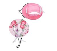 Gadpiparty Sombrero para Mascota Pequeña Tipo Pescador y Gorra de Malla Transpirable para Perro y Gato 2 Piezas Sombrero Princesa Rosa Gorra a Rayas S Adecuado para Verano y Protección