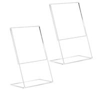 Gadpiparty Soporte de Escritorio Acrílico Práctico para Exhibición de Menús y Anuncios, Fácil Cambio de Papel, Material Acrílico Transparente, Paquete de 2 Piezas para Uso Comercial