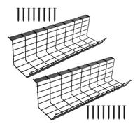 Gadpiparty Soporte para Gestión de Cables de Escritorio 2 Piezas de Alambre Negro Bandeja de Almacenamiento para Oficina y Hogar, Organizador Debajo del Escritorio para Regletas y Enchufes