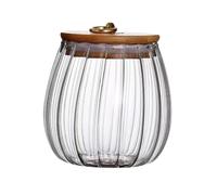 Gadpiparty Tarro de Vidrio Rayas para Almacenar Té y Recipiente Hermético Tapa para Conservar Alimentos Secos Frasco Redondo para Cocina y Hogar