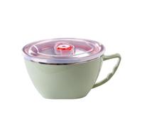 Gadpiparty Tazón de Acero Inoxidable Diseño Redondo y Duradero con Tapa y Asa, Recipiente Térmico Resistente Corrosión Calor, Adecuado para Oficina y Cocina