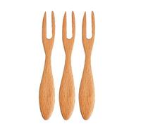 Gadpiparty Tenedores de frutas de madera con mango ancho, 3 piezas, ligeros y suaves para frutas y postres, para cumpleaños y celebraciones de festivales