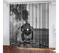 Gadulu Cortinas Opacas Impresión Digital 3D Tren Retro 140(Ancho) X160(Alto) Cm Cortina Opaca para Sala De Estar Cocina Dormitorio Moderna Decorativa Reducción De Ruido Juego De 2 Piezas