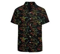 GADZILLE Camisa hawaiana para hombre, camisa casual con botones, manga corta, aloha, camisa de playa, camisa de fiesta, Dinosaurio acuarela, X-Large