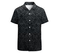 GADZILLE Camisa hawaiana para hombre, casual, con botones, manga corta, camisa Aloha, camisa de playa, camisa de fiesta, Negro (Black Skull), Medium