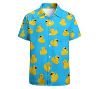 GADZILLE Camisa hawaiana para hombre, casual, con botones, manga corta, Amarillo pato, Large