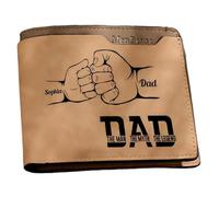 Gaehsmide Cartera personalizada para papá con nombre de foto, de cuero, plegable, para padres, regalos para papás, cumpleaños, Navidad, Marrón, 2 Name, Cartera personalizada para papá