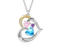 Gaehsmide Collar con colgante de corazón personalizado para el día de la madre, regalo personalizado para el día de la madre, regalo de cumpleaños para mujeres, esposa, abuela, novia, 3 Birthstone