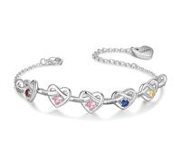 Gaehsmide Pulsera personalizada para mamá para mujer: pulsera grabada personalizada con nombres de familia, corazón infinito, regalo para madre, abuela, Infinity Heart, Plata Cobre, Circonita cúbica