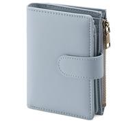 GAEKEAO Billetera pequeña para mujer de cuero vegano con bloqueo RFID, de dos pliegues, con bolsillo con cremallera, tarjetero, ventana para identificación, a3-Azul, Small, Classic