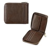 GAEKEAO Cartera Hombre, con Cremallera Circunferencial, Monedero de Cuero con Protección RFID, Billetera Hombre con Compartimento para Monedas con Botón, Carteras para Hombres